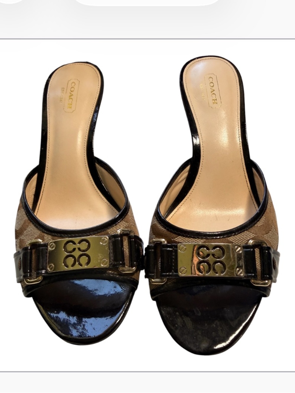 Coach Isla Signature Kitten Heel Slides Sandals size 9.5B - Picture 3 of 12